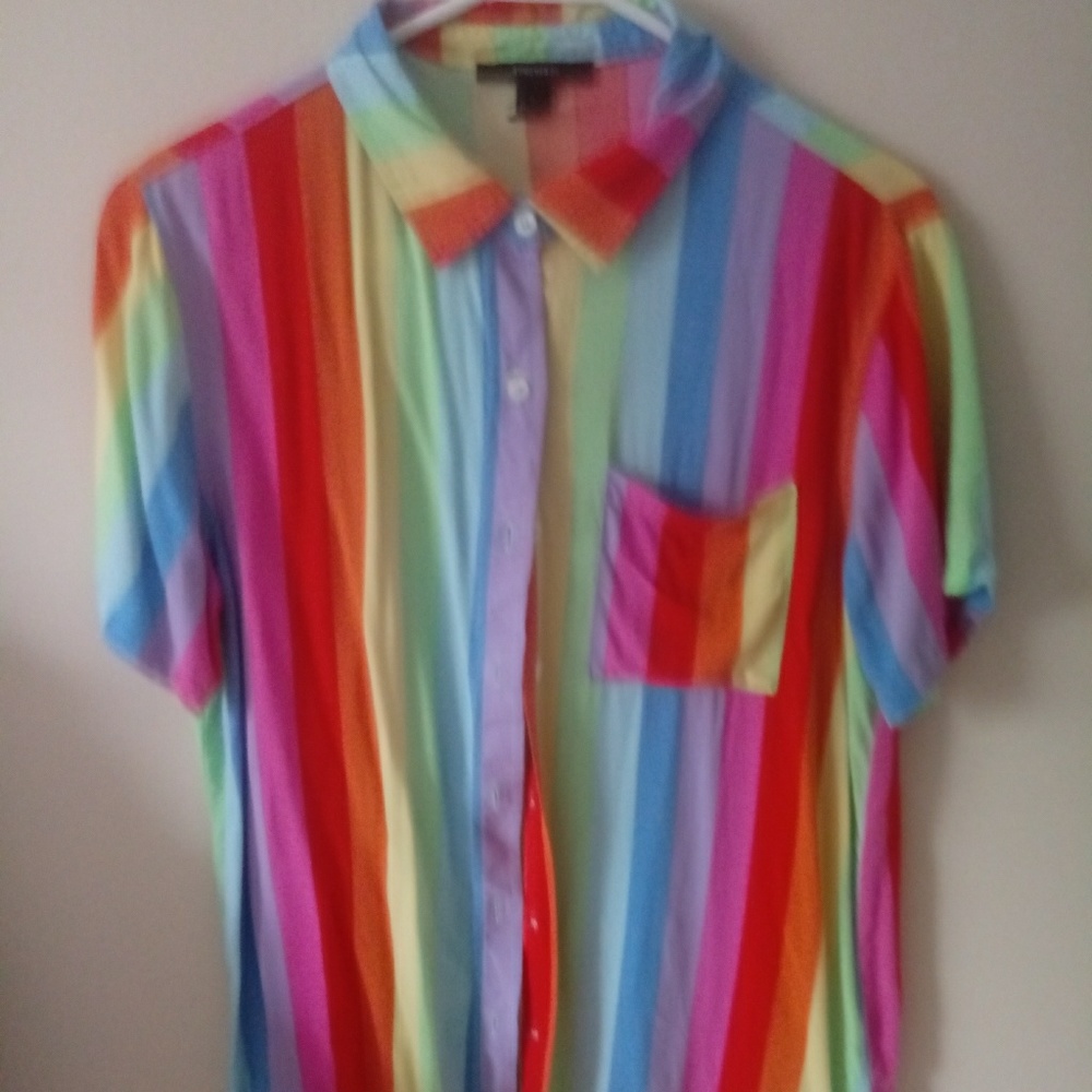 🌈 Forever 21 Rainbow Button Up Blouse